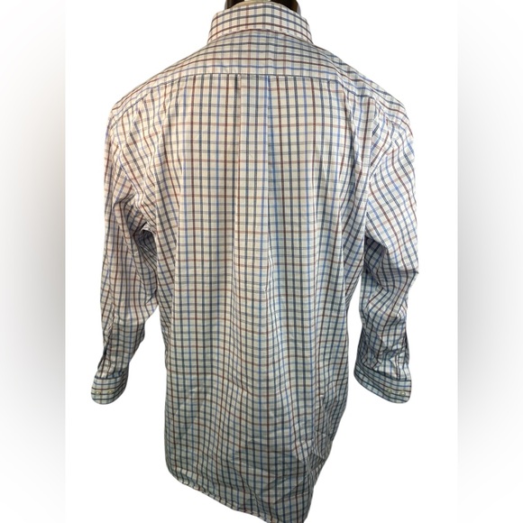 Stafford Blue and Red Plaid Long Sleeve Button Up Shirt Men’s 17-17 1/2-32/33 - Picture 2 of 3